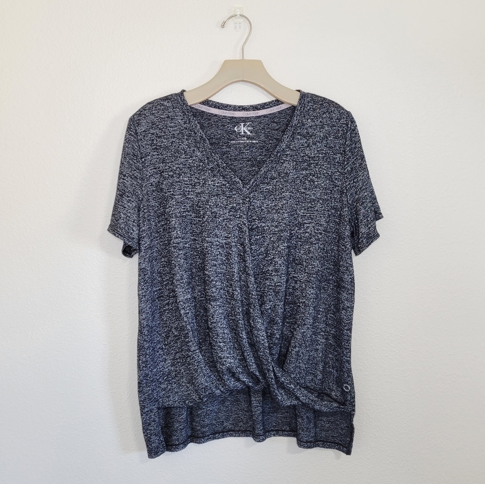 Calvin Klein Heathered Dark Gray Casual T Shirt